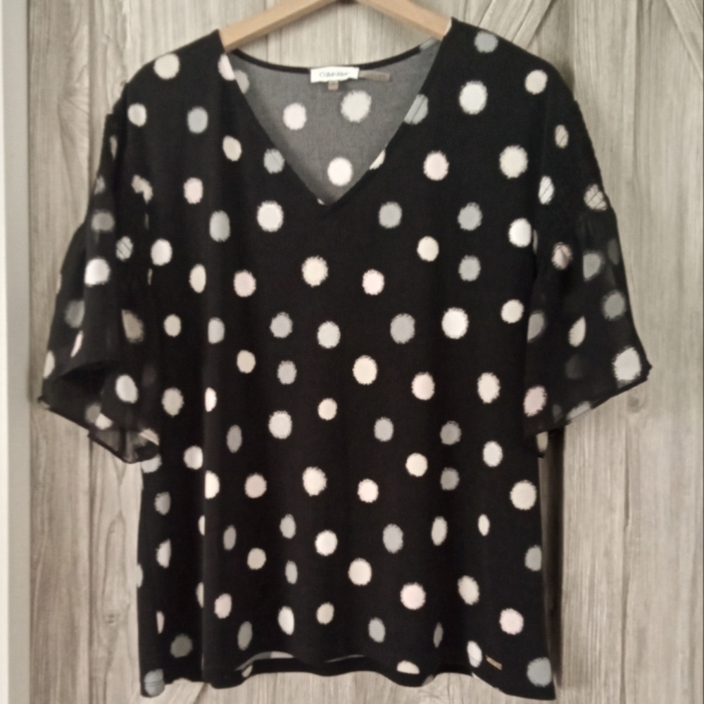 Calvin Klein Black Polka Dot Top XL